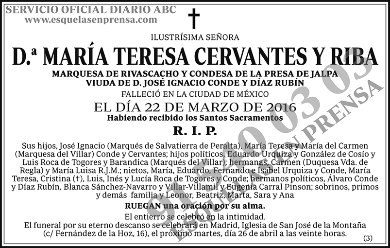 María Teresa Cervantes y Riba